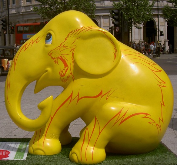 Yellow elephant statue in London